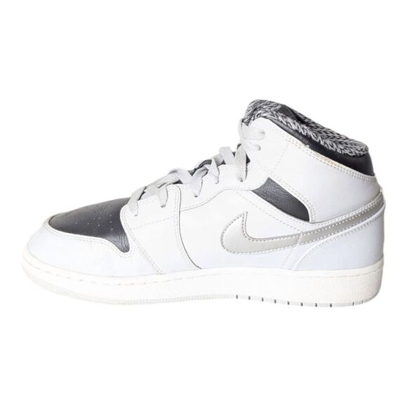 NIKE Air Jordan 1 Retro Mid "Platinum Metallic Silver" Sneakers Size 7Y/8.5 - Picture 6 of 9